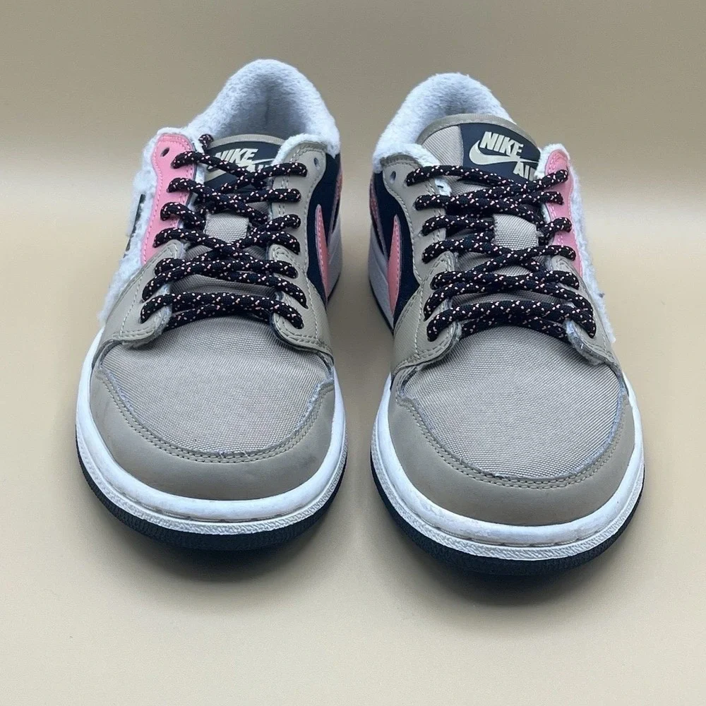 Nike Air Jordan 1 Low SE Fleece Beige‎ Pink Retro Shoes - Women's Size 6 USED